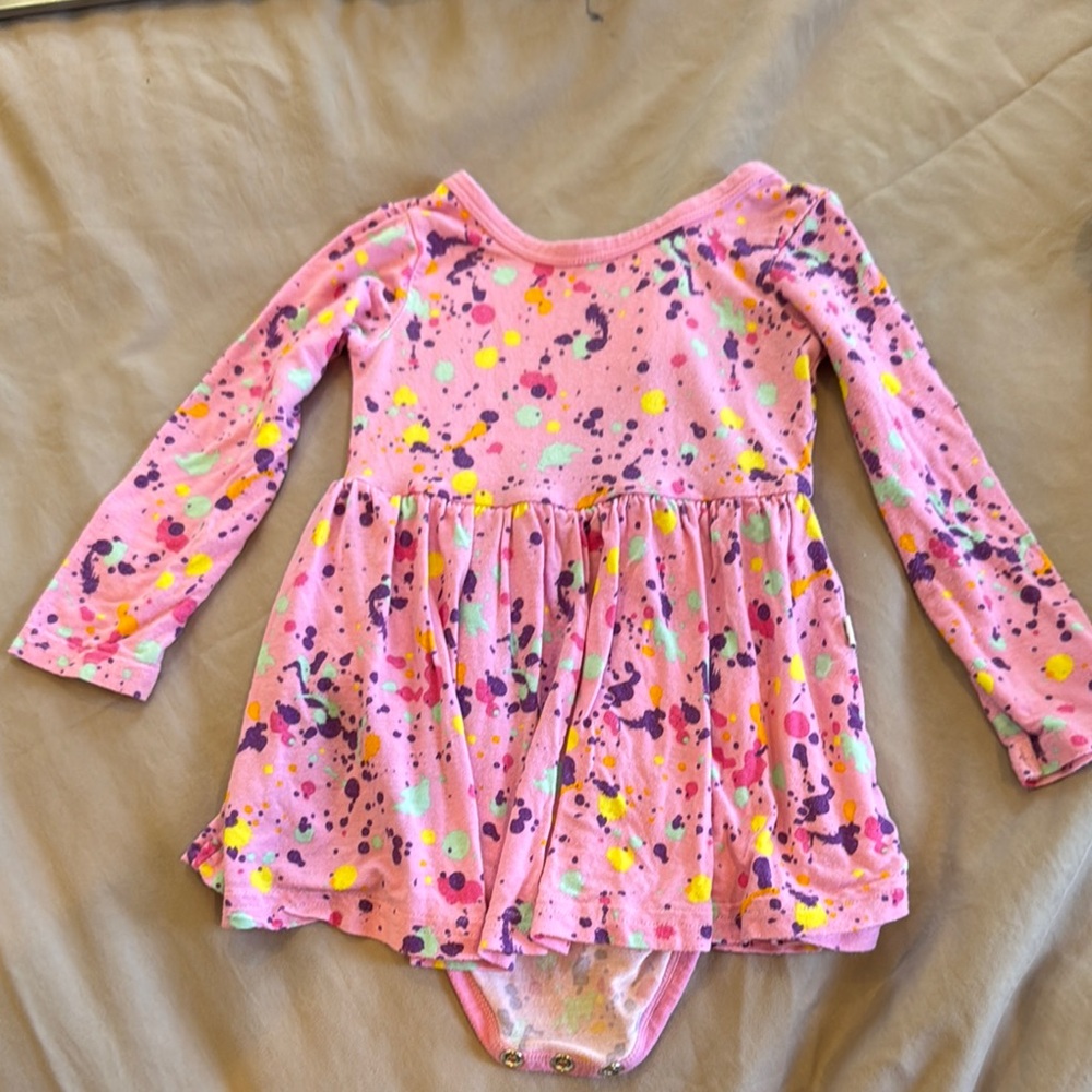 Little Sleepies Colorful Splatter Long Sleeve Dress